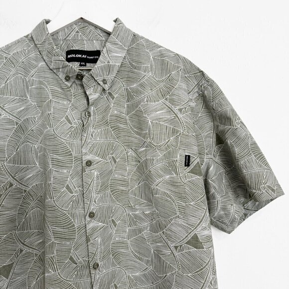 Molokai Surf 100% Cotton Leaves Short Sleeve Collared Button Front Shirt Top XXL - Picture 3 of 7